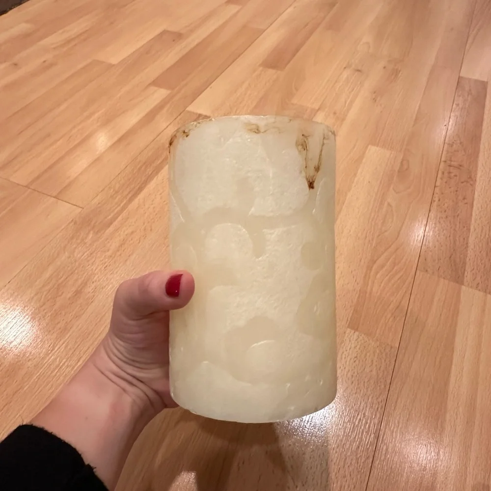 Large white pier one pillar candle